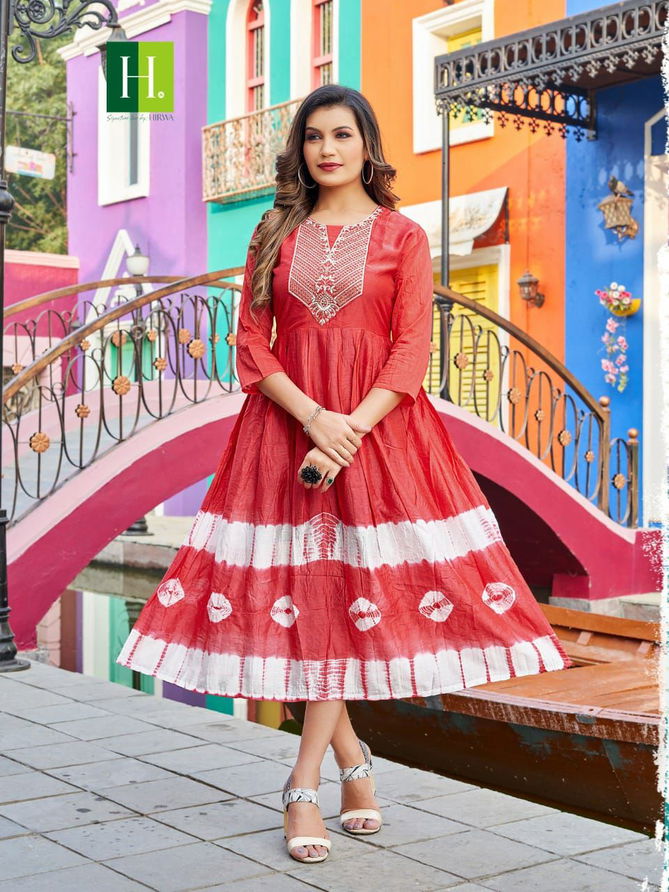 Hirwa Suhana Ethnic Wear Designer Wholesale Embroidery Kurtis
